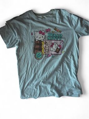 Hello Kitty Blue Graphic Tee with Pink Accents